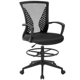 Drafting Chair Tall Office Chair Adjustable Height with Arms Foot Rest Back