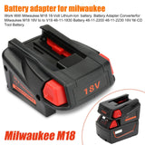 1/2x Battery Power Converter Adapter for Milwaukee M18 18V to V18 Li-ion Battery