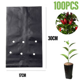 100PCS Thicken PE Seedling Bag Pots Plastic Nursery Plant Grow Bags Seed Pouch