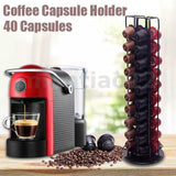 40 Coffee Pod Carousel Sturdy Metal Black Counter Display Storage Rack Holder