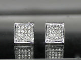 Men Women Earrings Square Iced 8mm Studs Gold Plated Hip Hop Stainless Steel