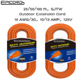 25ft/50ft/100ft Extension Cord Outdoor 16/3 Heavy Duty Power Cord 3 Wire STJW