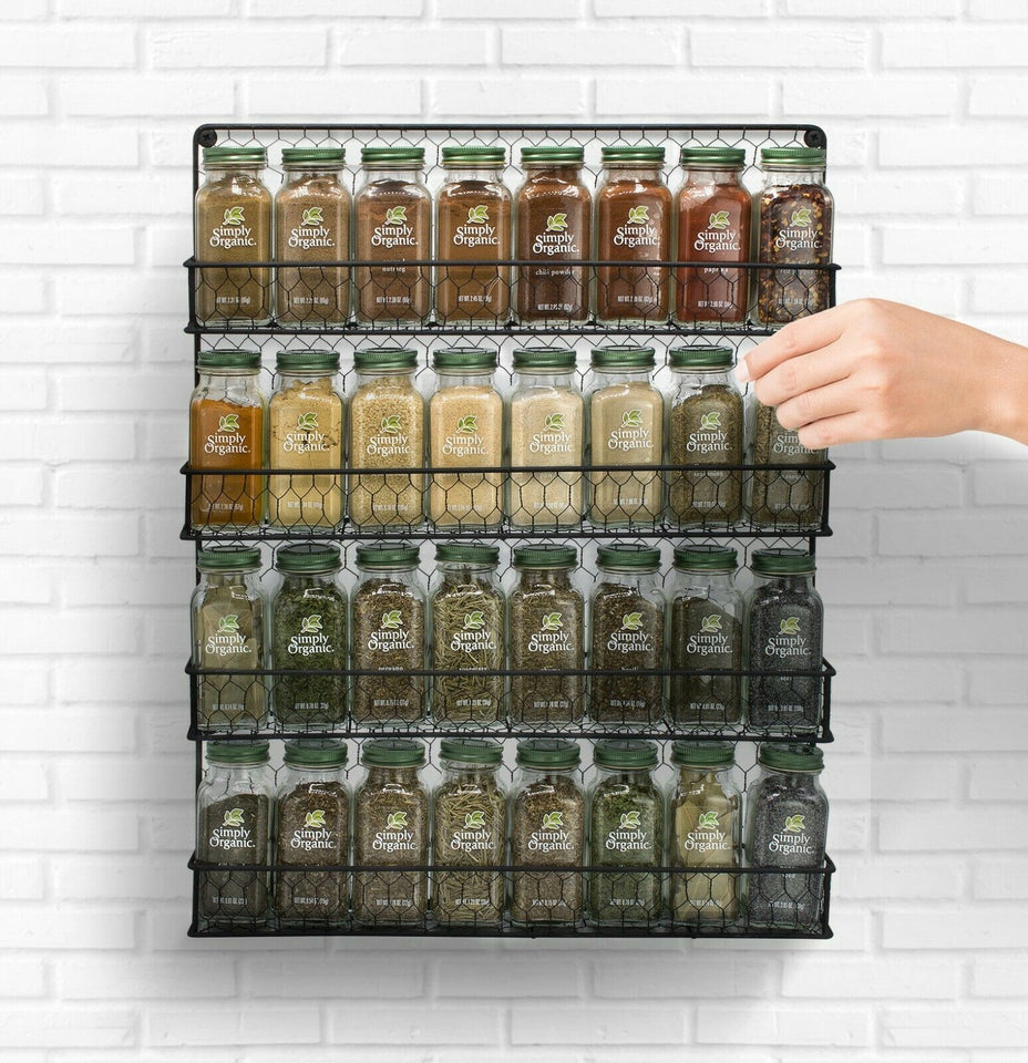 Spice Rack Organizer 4 Tier  Country Rustic Chicken Herb Holder, Wall Mounted  816485021603