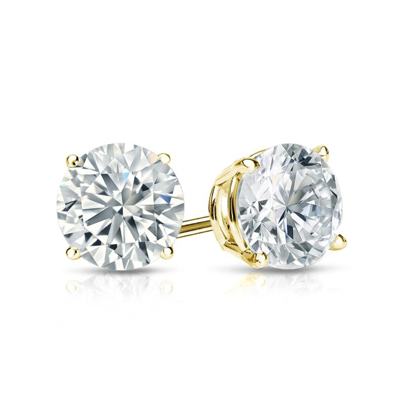 1/4Ct Diamond Stud Earring 14k Yellow Gold Over Round Diamond Solitaire Earring