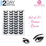 20 Pairs False Eyelashes Mink Natural Extension Black 3D Soft Lashes Makeup