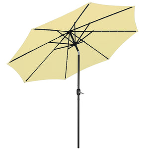 10FT Patio Solar Umbrella 32LED Patio Market Steel Tilt W/ Crank Outdoor Yellow