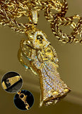 Santa Muerte Medalla 14k Gold Filled Holy Death Reaper Pendant Religious Charm