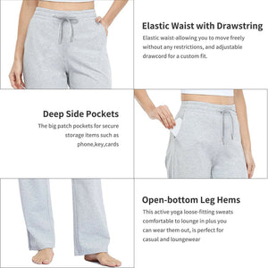 Womens Yoga Pants Flare Straight-Leg Loose Comfy Drawstring Lounge Sweatpants