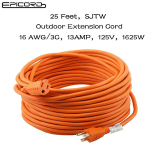 25ft/50ft/100ft Extension Cord Outdoor 16/3 Heavy Duty Power Cord 3 Wire STJW
