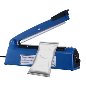 8" Hand Sealer Impulse Heat Manual Seal Machine Plastic Poly Bag Closer Kit Blue
