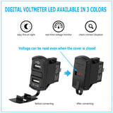 12V Dual USB Charger Socket LED Voltage Voltmeter Rocker Switch Panel Car Boat