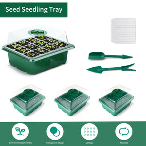 3PCS Seed Starter Tray Kit Seedling Tray Humidity Adjustable Kit with Dome&Tool 707638682201