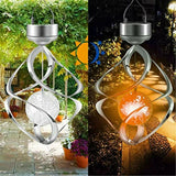 Solar Powered Wind Chimes LED Spiral Spinner Lamp Colour Changing Hanging Light