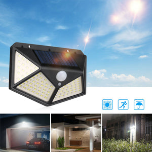 2Pcs Waterproof 100 LED Solar PIR Motion Sensor Wall Light Outdoor Garden Lamp