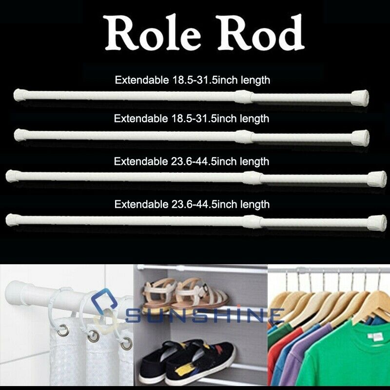 2-6PCS Curtain Tension Rods  15 to 45 inches(Approx.) Spring Curtain Rod Set  |