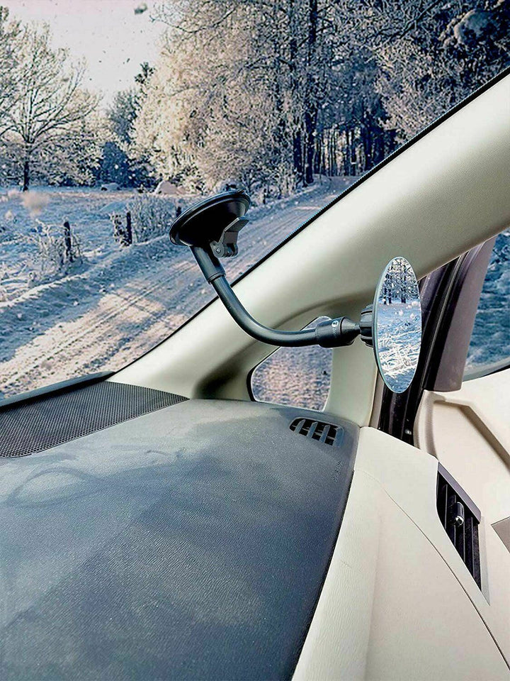 Zone Tech 2 Adjustable Round Blind Spot Mirror Long Arm Suction Angle Rear Lens