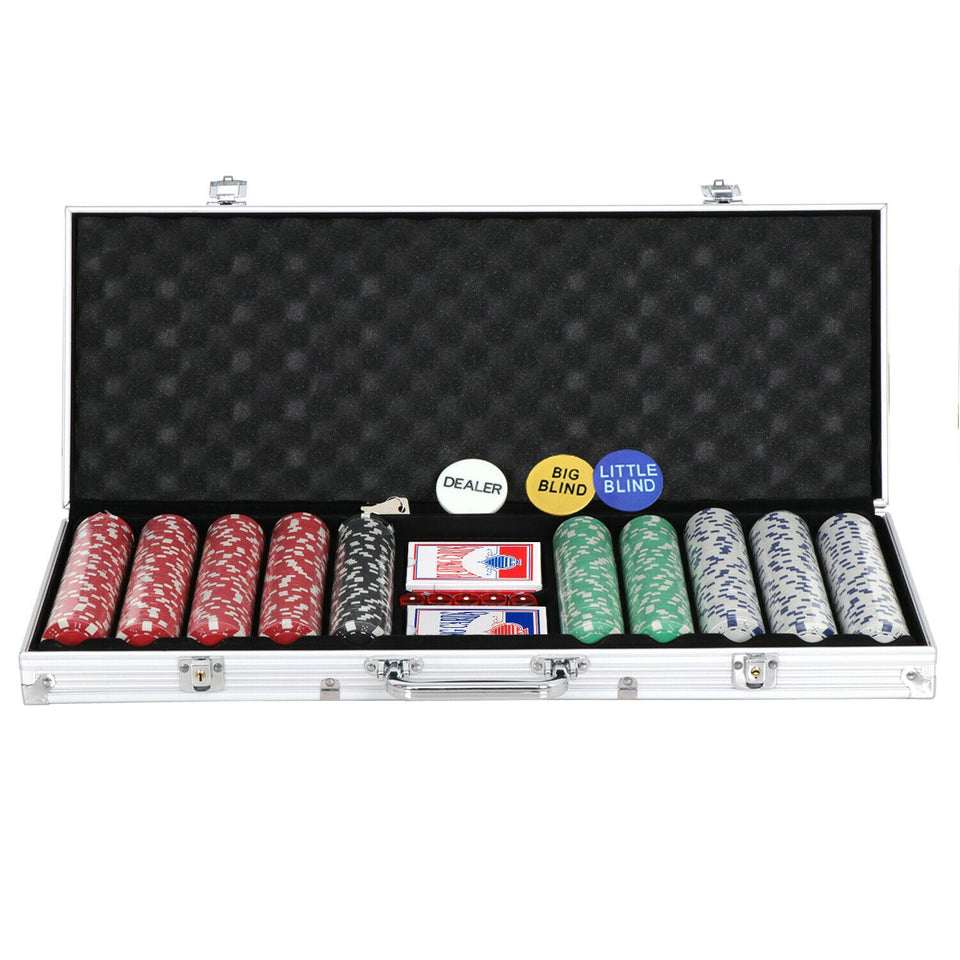 500 Chips Poker Chip Set  2 Cards 11.5 Gram Holdem Cards Game W/Aluminum Case 680306981526