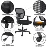 Black Office Chair Computer Desk Ergonomic Executive W/Armrests Mesh Mid Back  636339514132