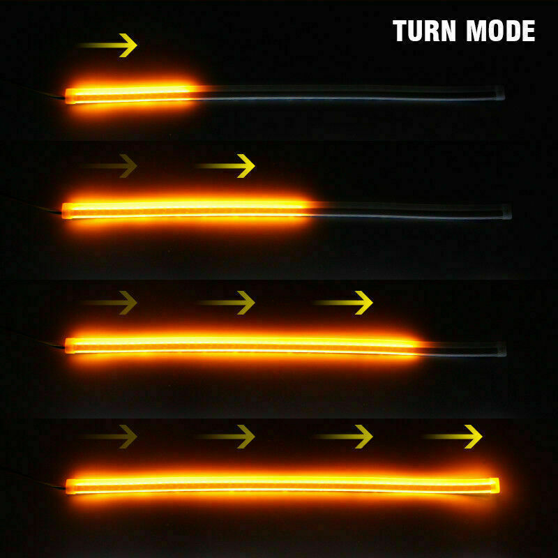 2 x 60CM Slim Amber Sequential Flexible LED DRL Turn Signal Strip for Headlight 645312047048