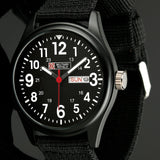 Military Royale Mens Watch Quartz Black Stainless Steel Fabric Date Display Army