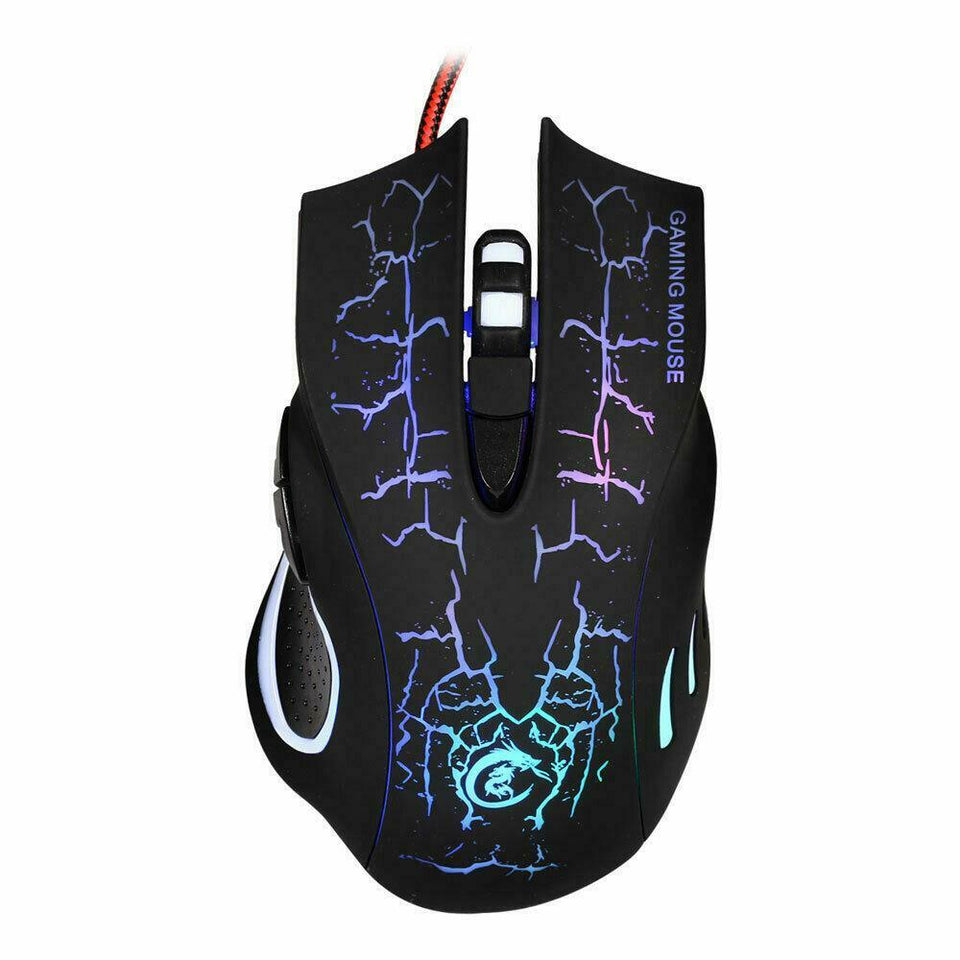 A888 Crack Pattern Wired Mouse Comfortable Ambidextrous Design 5500DPI