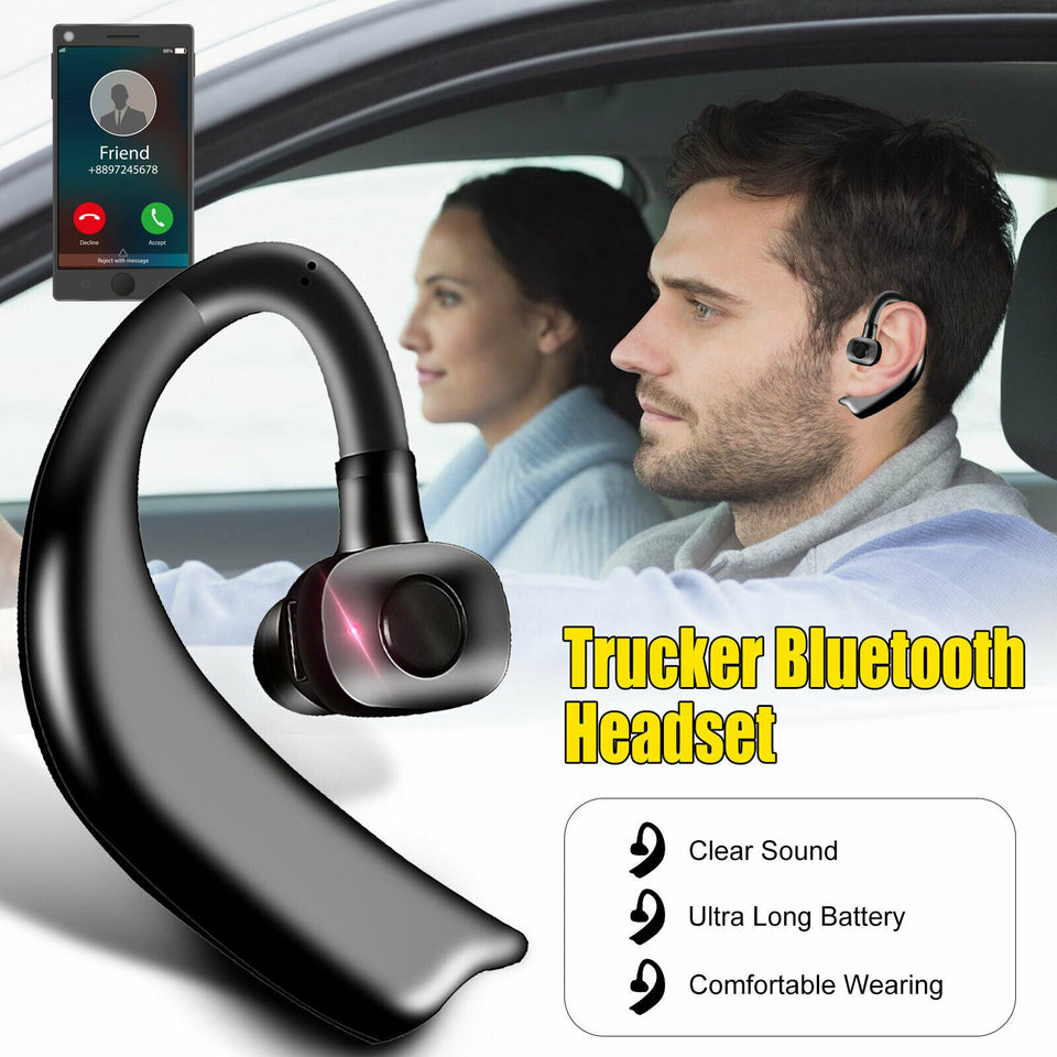 Bluetooth 5.0 Earpiece Wireless Headset Noise Cancelling Driving Trucker Earbuds