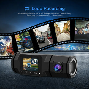 1080P Dual Dash Cam Front and Inside Camera IR Night Vision Car Driving Recorder