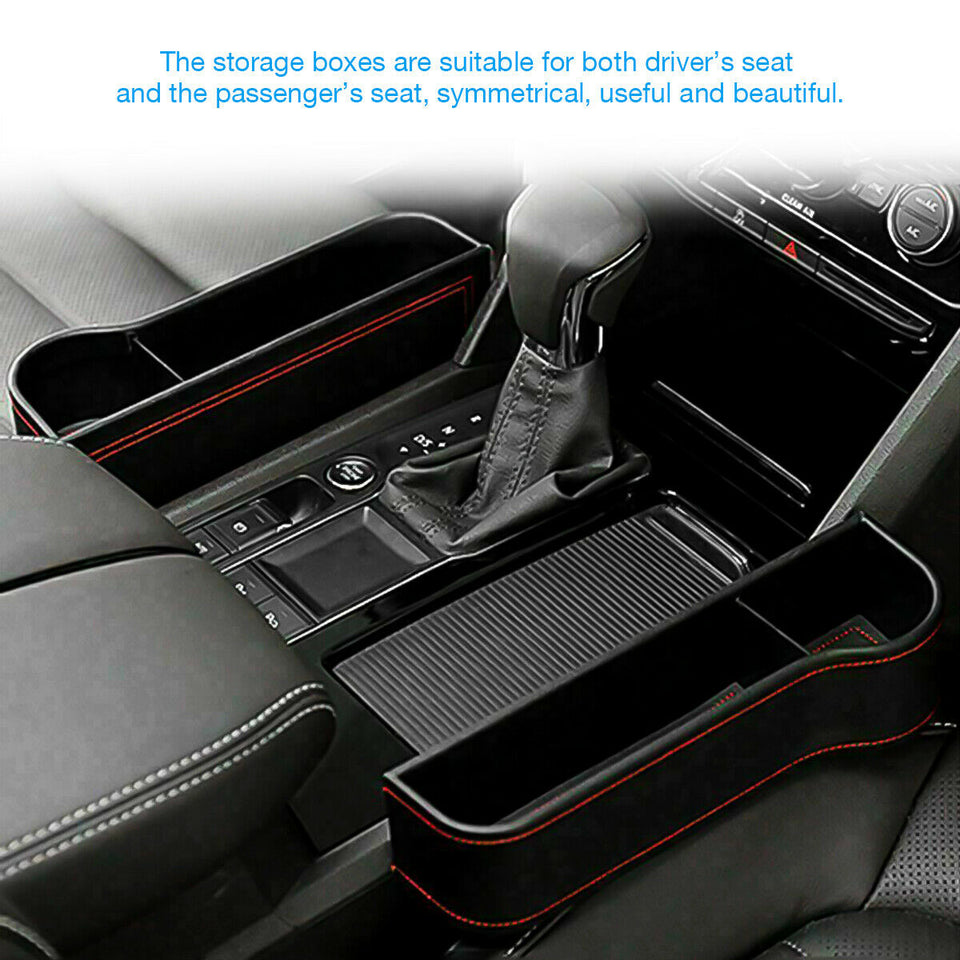 2x Auto Car Seat Gap Catcher Storage PU Box Organizer Cup Crevice Pocket Stowing