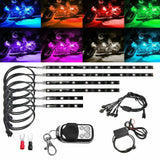 6X Motorcycle led lights Wireless Remote 18 color Neon Glow Light Strips Kit US