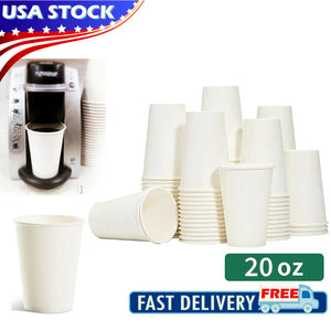 20oz Paper Cups Disposable Coffee Cups Party Cups For Hot Drinks 50-1000 Packs