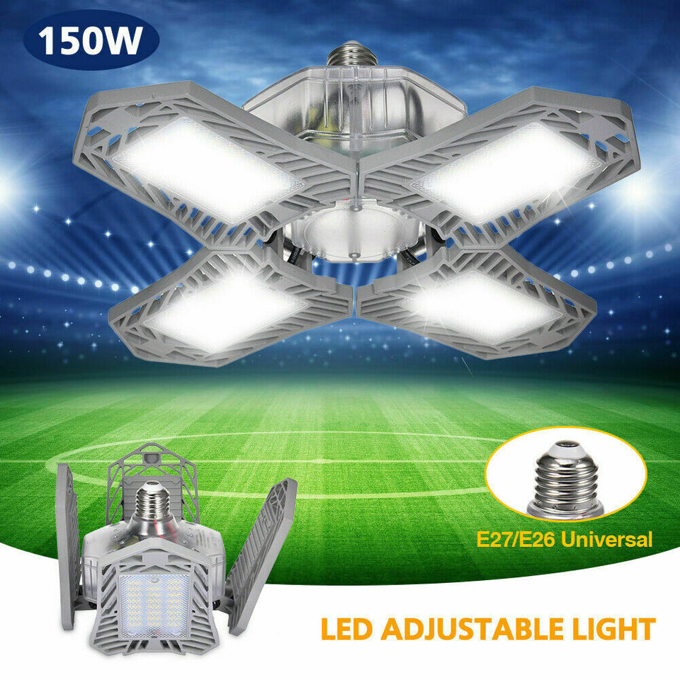 100W 150W LED Garage Light Bulb Deformable Ceiling Fixture Lights Workshop Lamp