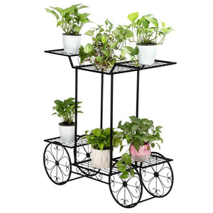 Plant Stand Multi Tier Metal Flower Rack Pot Shelves Outdoor Yard Garden Display