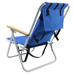 Portable Backpack Beach Chair Folding Solid Construction Camping Party BBQ Blue