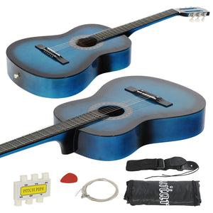 38" Acoustic Guitar Beginners With Guitar Case Strap Tuner and Pick Wooden