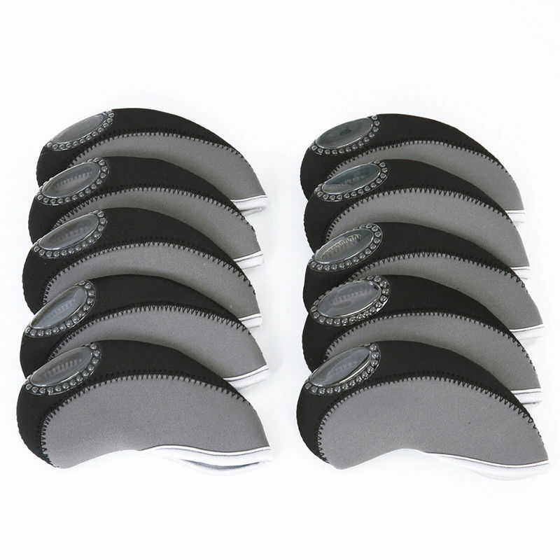 10pcs Golf Head Cover Club Wedge Iron Protective Headcovers Neoprene Putter Set