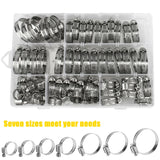 130pcs Adjustable Hose Clamps Worm Gear Stainless Steel Clamp Assortment 7 Sizes