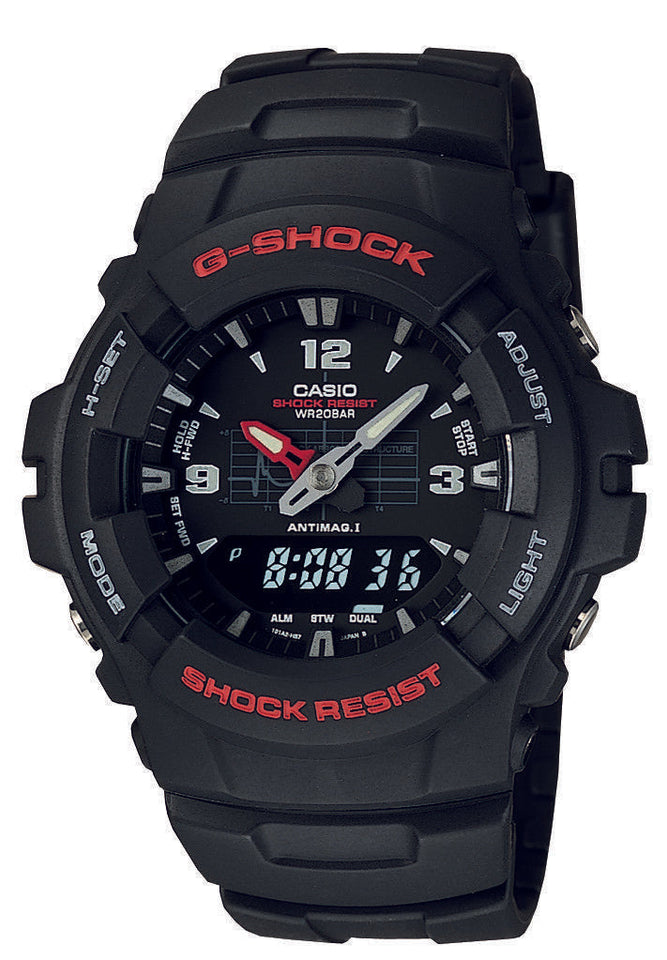 Casio G-Shock Men's Ana-Digi Black Resin Band Sport 47.5mm Watch G100-1BV