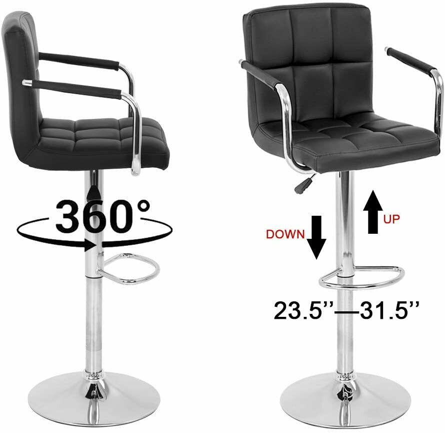 BestOffice Modern Bar Stool Set of 2 Barstools Armrest Height Adjustable  195030025670