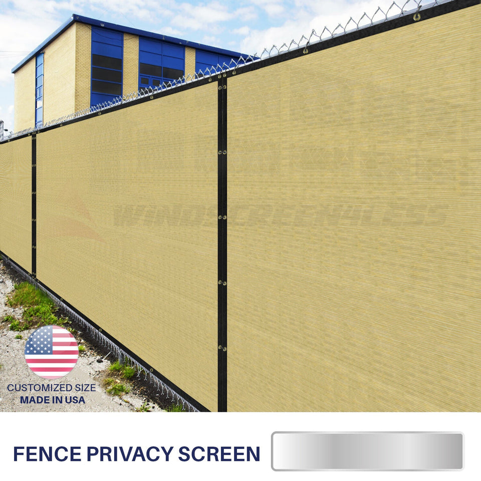 Customize Beige/Tan 4' 5' 6' 8' (H) Fence Privacy Wind Screen Mesh Cover w/Zip