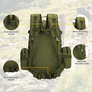 50L Military Tactical Backpack Detachable Molle Rucksack Army 3 Day Assault Pack