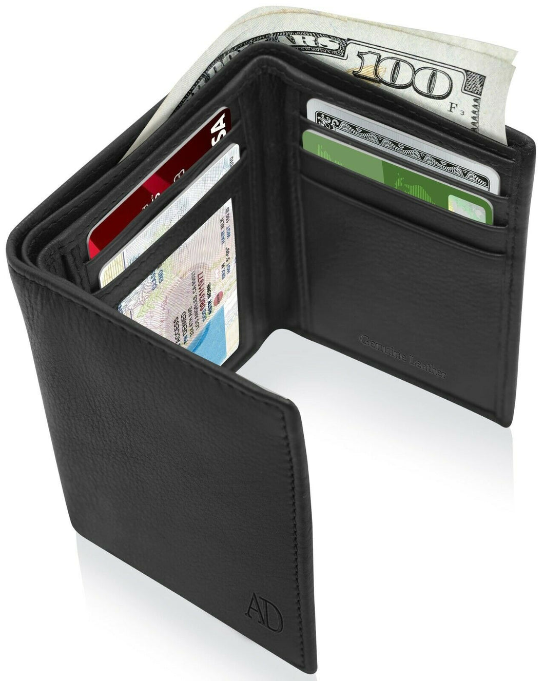Real Leather Slim Wallets For Men Trifold Mens Wallet W/ ID Window RFID Blocking