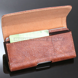 Horizontal Leather Cell Phone Pouch Wallet Case Holder Belt Clip Holster Cover