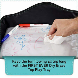 BABYSEATER Play Tray Kids Travel Tray Dry Erase Top for Snacks & Car Activities