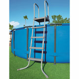 Bestway 58337E 52-Inch Steel Above Ground Swimming Pool Ladder No-Slip Steps 821808583379