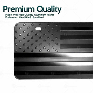 Zone Tech Tactical American Flag Heavy Duty Aluminum License Plate Matte Black