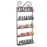 5 Tier Nail Polish Display Metal Rack Wall Mount Organizer Makeup Shelf Holder