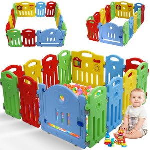 Baby Playpen 14 Panels Infants Toddler Safety Kids Play Pens w/ Activity Board