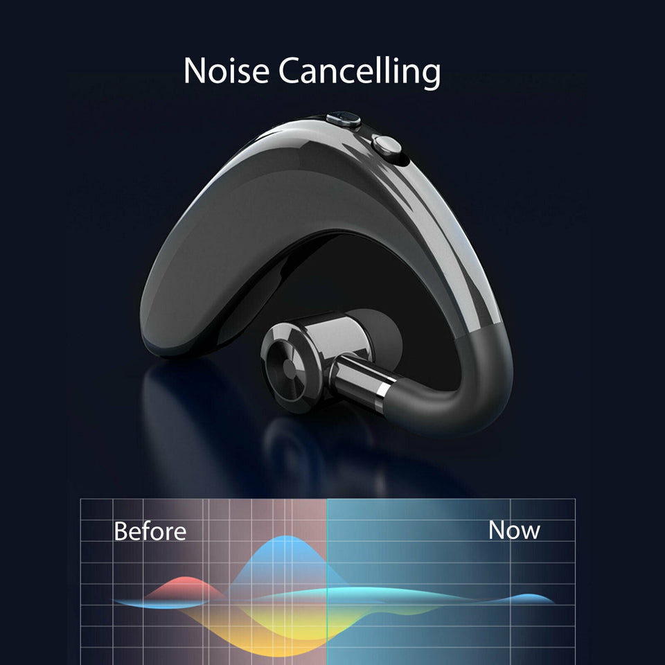 Bluetooth 5.0 Earpiece Wireless Driving Trucker Headset Earbuds Noise Cancelling