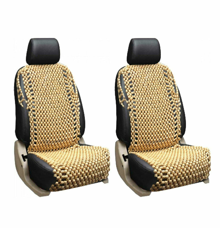 Zone Tech 2x Natural Wood Wooden Beaded Seat Cover Massage Cool Car Cushion
