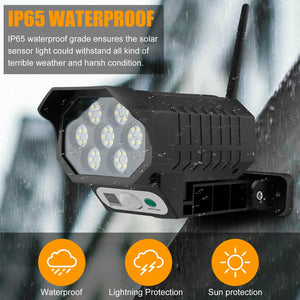 750W LED Solar Wall Light Motion Sensor Outdoor Security Fake Camera Remote Lamp